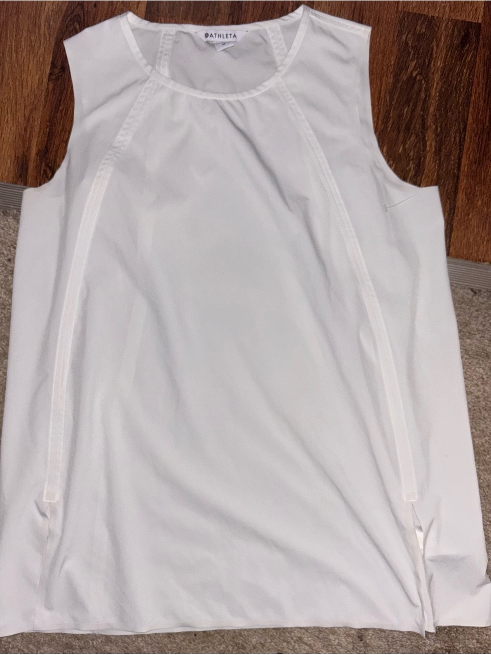 Athleta White Sleeveless Scoop-Neck Tank Top